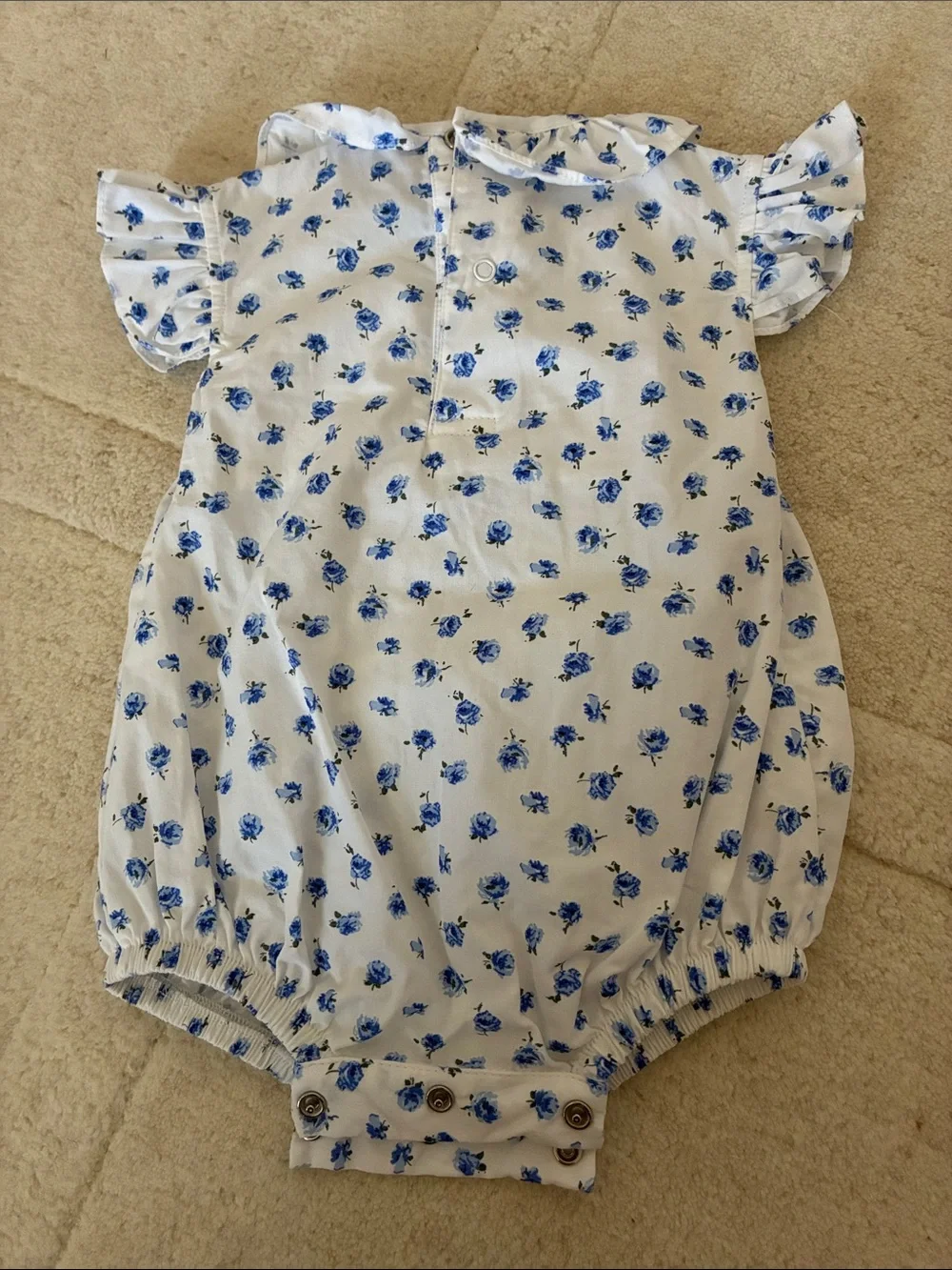 Blue Floral Smocked bubble
